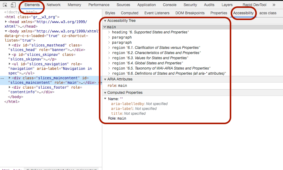 Chrome DevTool Accessibility Tree