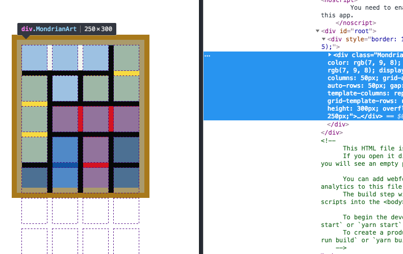 css grid in devtools