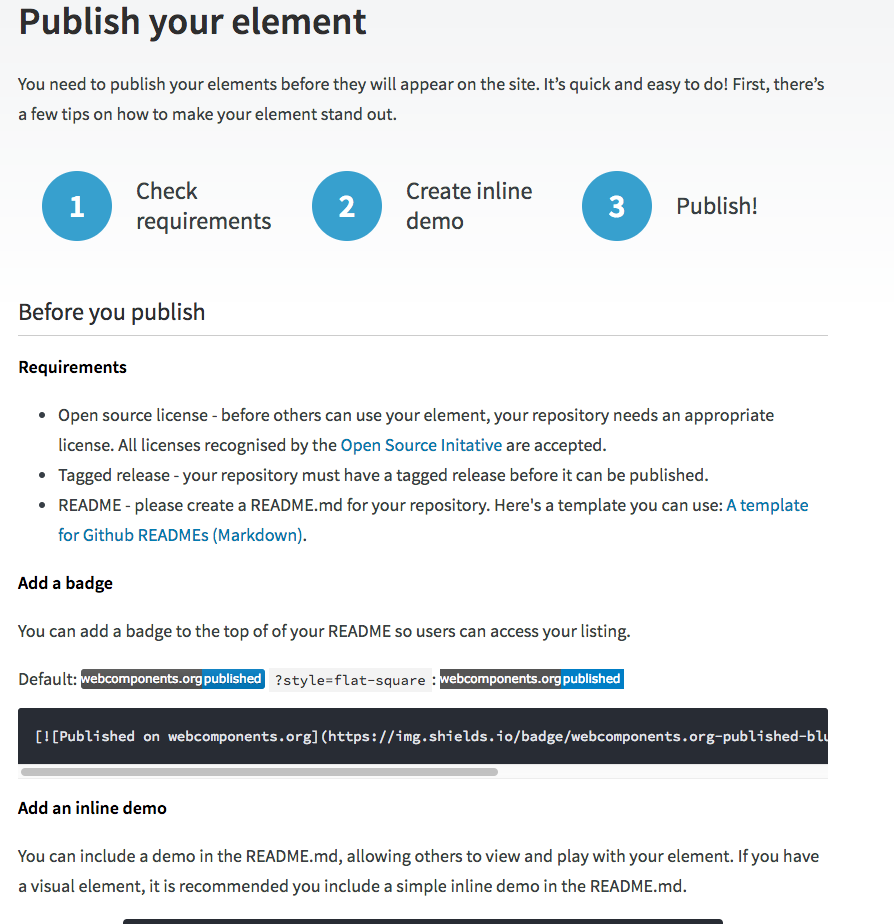 publish to webcomponent