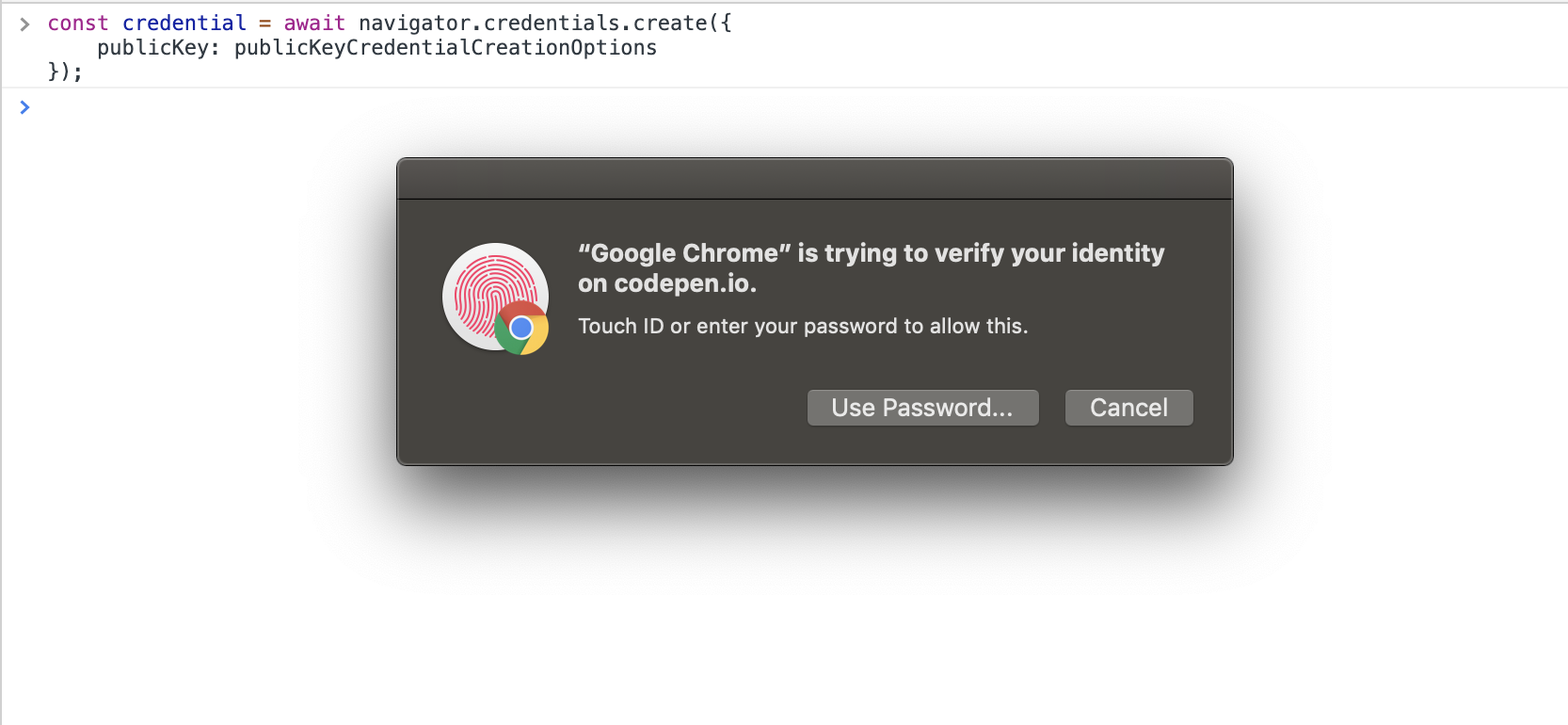 TouchID authenticator